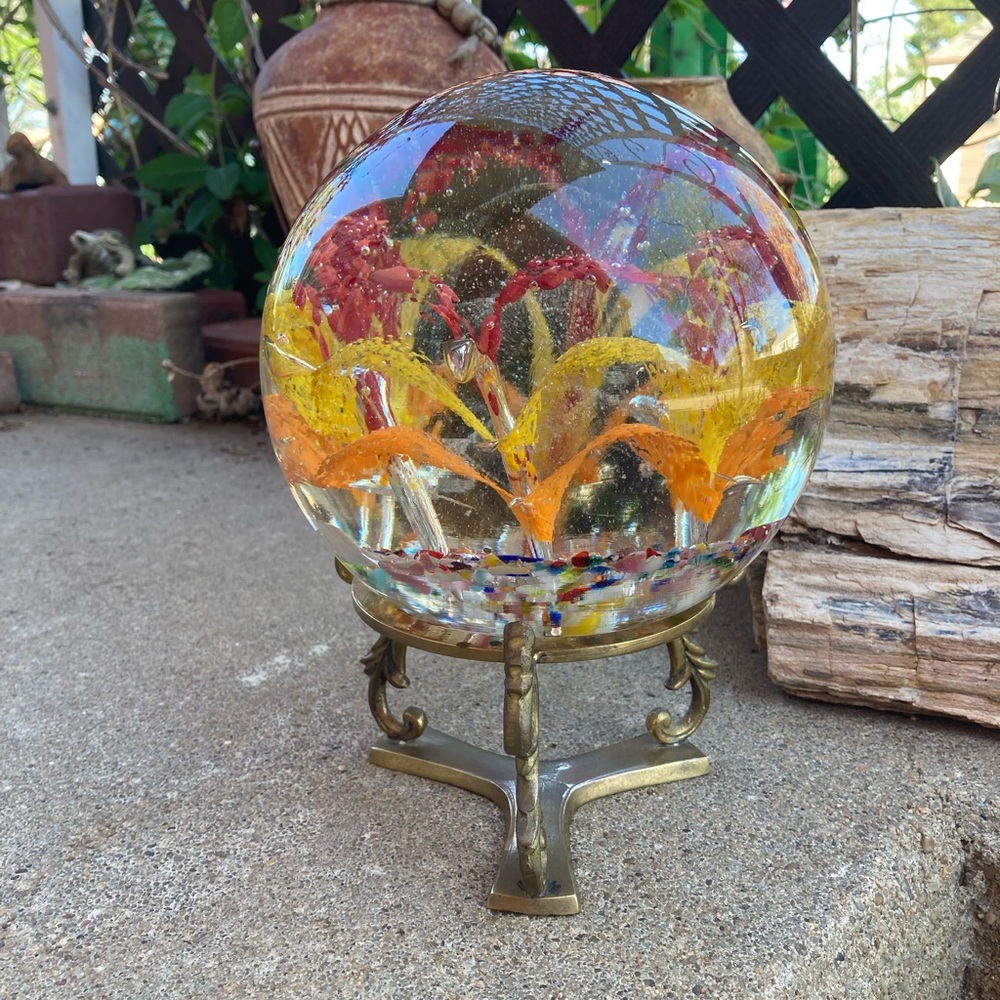 Colorful Huge Magnum Glass Sphere Paperweight with Stand - Picture 15 of 15